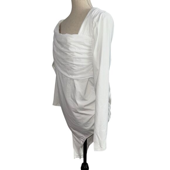 NWOT Solid White long Sleeve One Shoulder bodysuit size 3X overlay Top Dressy - Picture 8 of 11
